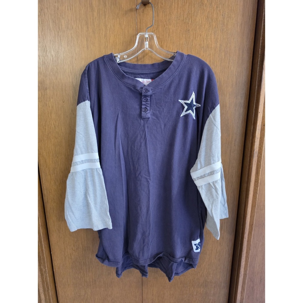 Dallas Cowboys Mitchell & Ness NFL Throwback Shirt Mens 3XLB Raglan Sleeve Blue